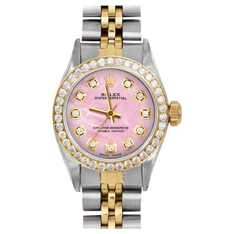 rolex oyster perpetual datejust pink|rolex pink face diamond bezel.